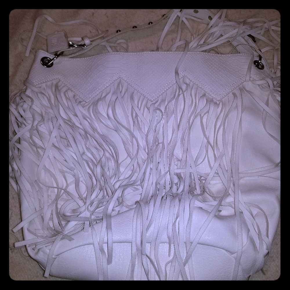 Carlos Santana white fringe purse